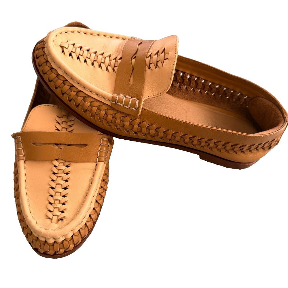 Pilcro Anthropologie Woven Leather Loafers Womens Slip On Shoes 7 $160